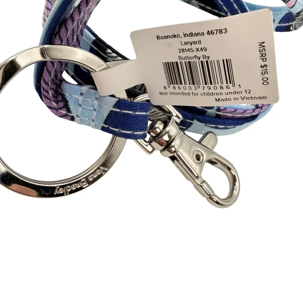 Vera Bradley Butterfly By Lanyard Blue Purple Keys School Teacher Gift Nurse